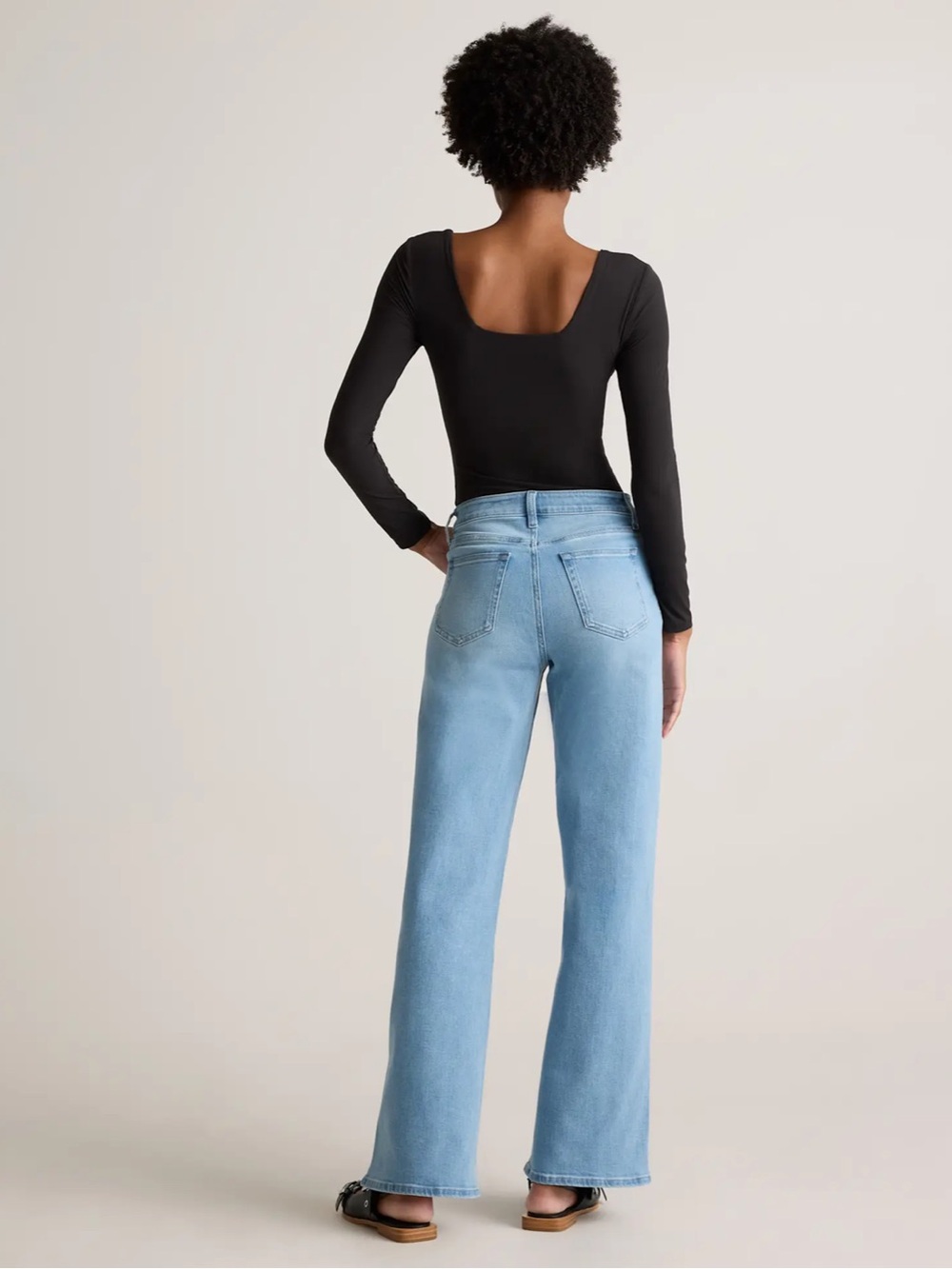 Quince Bella Stretch Wide Leg Jean Frosted Blue Size 28 34 inseam extra long - Picture 3 of 10